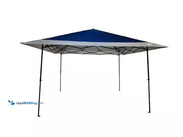 Lot 49-5573140 - E-Z UP
Camping 13 ft. x 13 ft. Blue Top Black Frame Extended Eaves 1-Up Technology with Dual Braced...