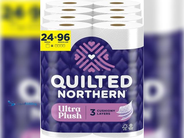 Lot 49-5543696 - Quilted Northern Ultra Plush Toilet Paper, 24 Mega Rolls = 96 Regular Rolls, 4X More Absorbent*, 3-P...