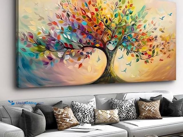 Lot 49-1630846 - 71"x36" Vibrant Tree of Life Wall Art Colorful Framed Canvas Print - 71"x36", Model # B0FQHQSK71, Sl...