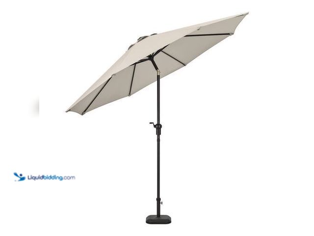 Lot 49-3616930 - Hampton Bay 9 ft. Aluminum Market Crank and Auto-Tilt Patio Umbrella in Putty Beige - used SKU # 101...