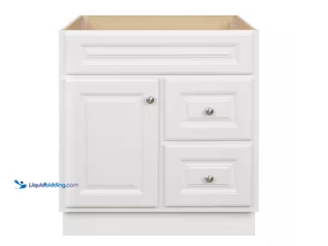 Lot 49-1576641 - Glacier Bay Hampton 30 in. W x 21 in. D x 33.5 in. H Bath Vanity Cabinet without Top in White Model ...