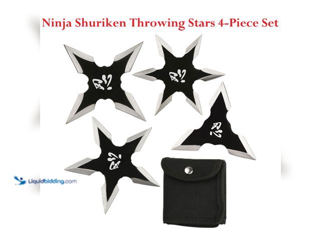 Lot 49-3435062 - Ninja Shuriken Throwing Stars 4-Piece Set 3" Black - NEW - Constructed of heavy duty stainless steel...