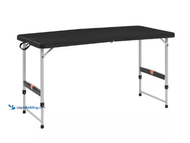 Lot 49-5542500 - HDX
4 ft. Black Resin Top Single Hand Adjustable Height Indoor/Outdoor Rectangular Folding Utility ...