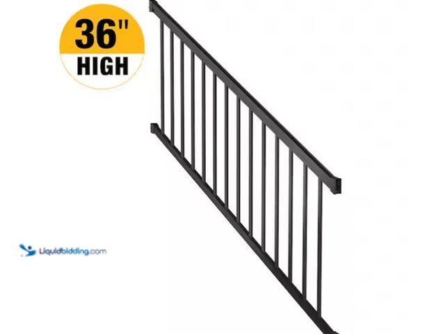 Lot 49-1575432 - PEAK Aluminum Railing 6 ft. Aluminum Deck Railing Stair Kit with Pickets in Matte Black for 36 in. h...