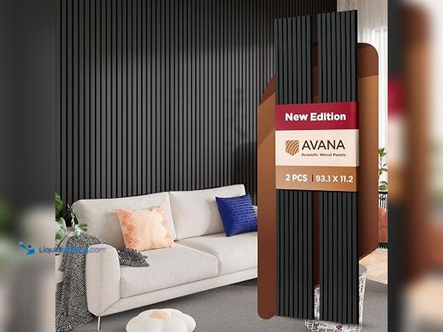Lot 49-1631905 - 2-Pc Avana Acoustic Wood Wall Panels - 93.2 x 11.25 Inch Panels – Fits 94x12 Layout – Black Oak Acou...