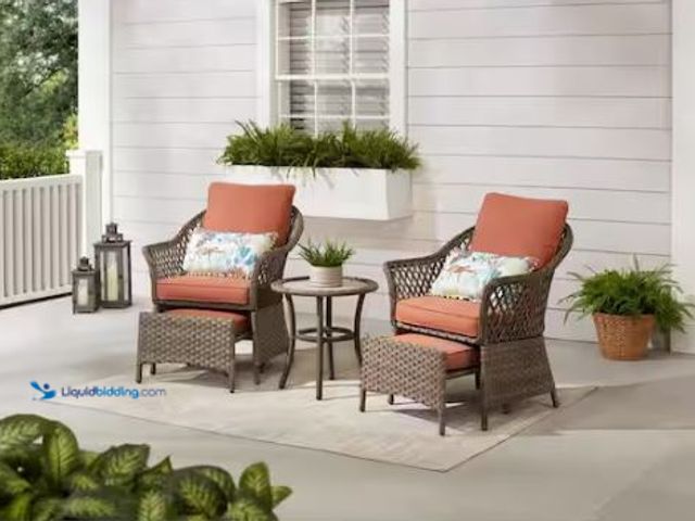 Lot 49-1549269 - Hampton Bay Valley Spring  Wicker Patio Conversation Set,  Model # 535.0450.000, Slightly used, Only...