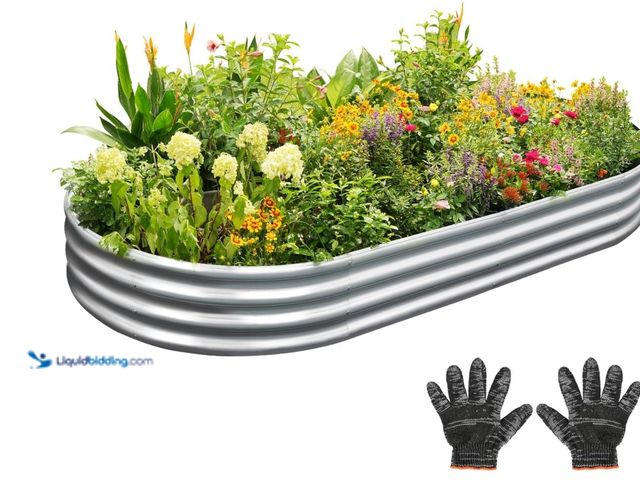 Lot 49-1516867 - Garden 4x2x1ft Galvanized Raised Garden Bed Kit - Metal Planter Boxes for Vegetables/Herbs/Flowers, ...