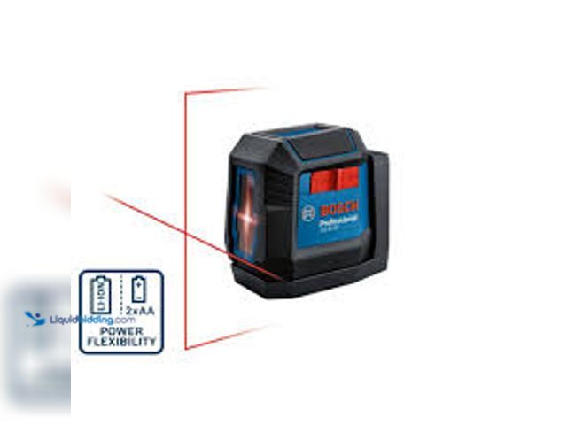 Lot 49-3539201 - Bosch 50 ft. Dual Power Battery Red Beam Self-Leveling Cross-Line Laser Level. Model # GLL50-20. Unu...