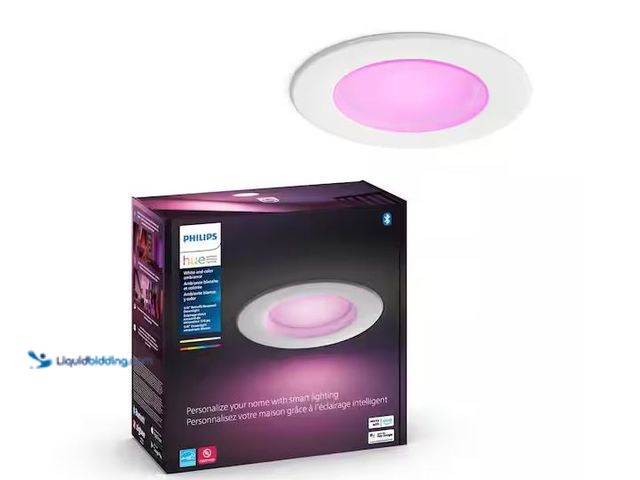 Lot 49-1576566 - Phillips Hue 5 in. / 6 in. LED Smart Color Changing Recessed High Lumen Downlight with Bluetooth (1-...