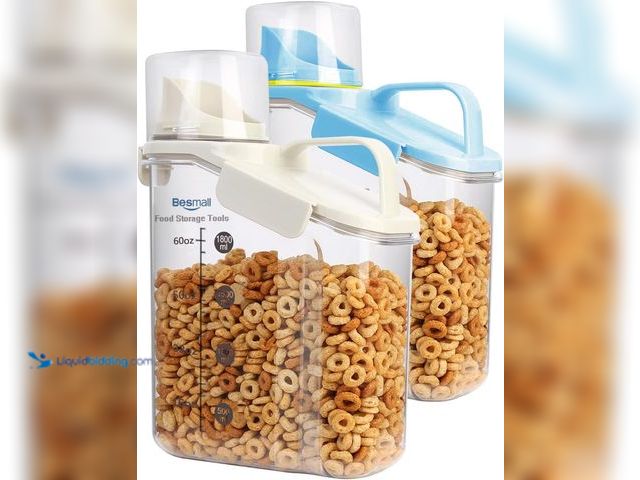Lot 49-5406881 - (2) Besmall Cereal Containers Storage,2L Airtight Large Dry Food Storage Containers with Pouring Spo...