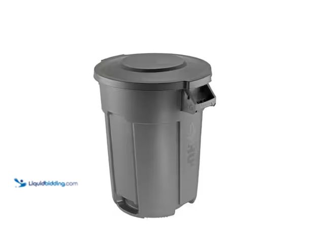 Lot 49-5483861 - Husky 32 gal. Grey Heavy Duty Commercial Outdoor Trash Can NO Lid. Model # 999-2532. Unused