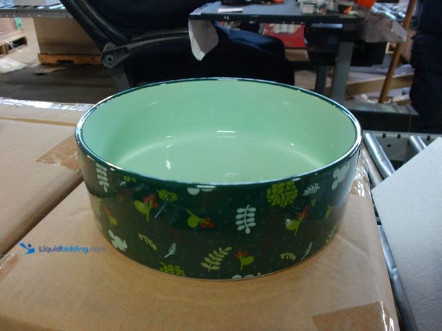 Lot 49-3471555 - (2) Mickey Mouse Holiday Ceramic Bowl 5 Cups, Green, Model# 280621, Unused.  Ref#LB RELIST