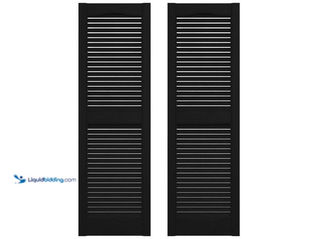 Lot 49-3527375 - Builders Edge
14.5 in. x 25 in. Louvered Vinyl Exterior Shutters Pair in Black Unused