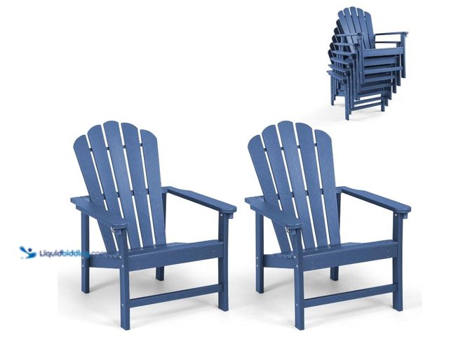 Lot 49-1516357 - Stacking Adirondack Chairs Set of 2, Space Saving HDPE All-Weather Fire Pit Chair for Outdoor Lawn P...