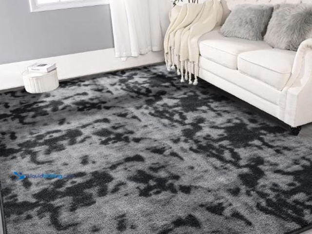 Lot 49-1569412 - Large Ultra Soft Modern Area Rugs for Living Room Bedroom, 6x9 Feet Tie-Dyed Dark Grey Thickened Mem...
