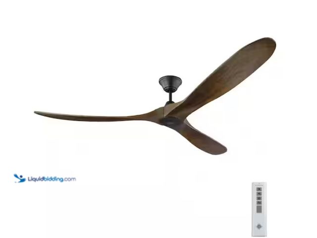 Lot 49-1534234 - Generation Lighting Maverick Max 70 in. Modern Indoor/Outdoor Matte Black Ceiling Fan with Dark Waln...