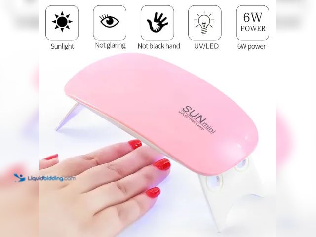 Lot 49-3481272 - Portable 6W Mini UV LED Gel Polish Curing Nail Dryer USB Rechargeable 5.2" x 2.64" x 0.75" Pink - NE...