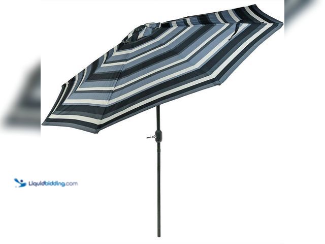 Lot 49-5552070 - Sunnydaze
9 ft. Aluminum Market Tilt Patio Umbrella in Catalina Beach Stripe. Model # JLP-248. Unus...