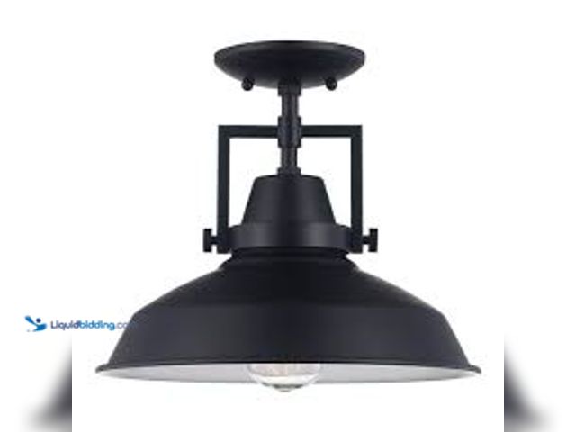 Lot 49-5415465 - Hampton Bay Wilhelm 12 in. 1-Light Black Industrial Farmhouse Semi-Flush Mount Ceiling Light Fixture...