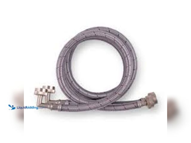 Lot 49-5479024 - QTY 2 - Everbilt 4 ft. Universal Stainless Steel Washing Machine Hose with Elbow (2-Pack). Model # 9...