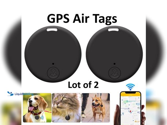 Lot 49-5388823 - Lot of 2 GPS Air Tags Location Tracking Devices 1.45"W x .19"T Black - NEW - Use app to easily track...