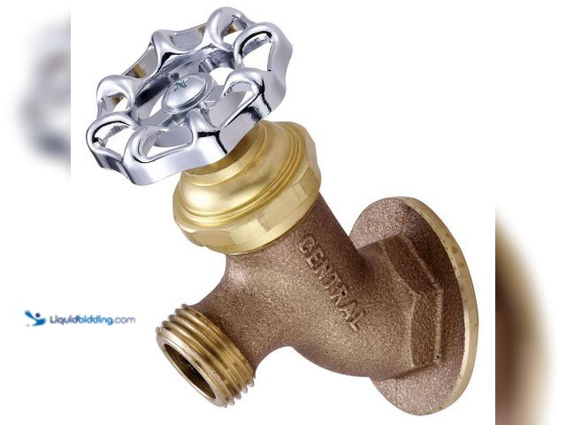 Lot 49-5453459 - Lot of 2. Central Brass Single-Handle Wall Mounted Lawn Utility Faucet in Rough Brass. [Model # 0575...