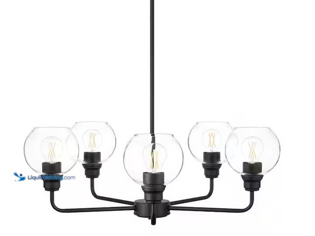 Lot 49-3527808 - Hampton Bay
Florabelle 5-Light Chandelier Matte Black Clear Globe Glass Shades Internet # 323455197...