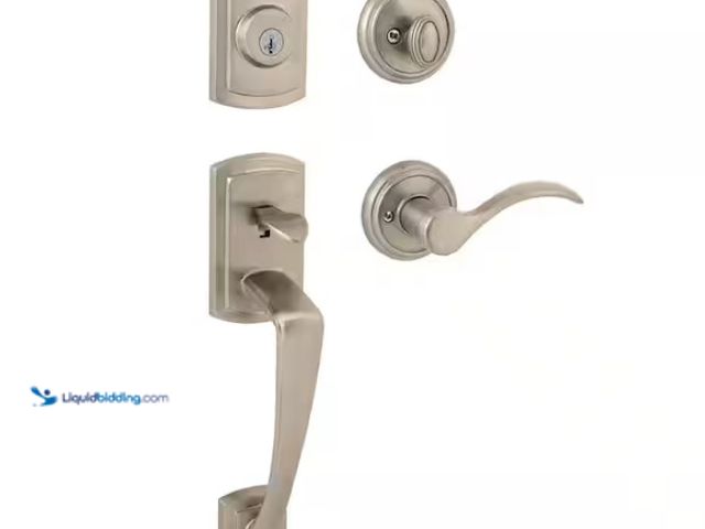 Lot 49-3471564 - Baldwin Prestige Nautica Single Cylinder Satin Nickel Door Handle set with Tobin Door Handle Featuri...