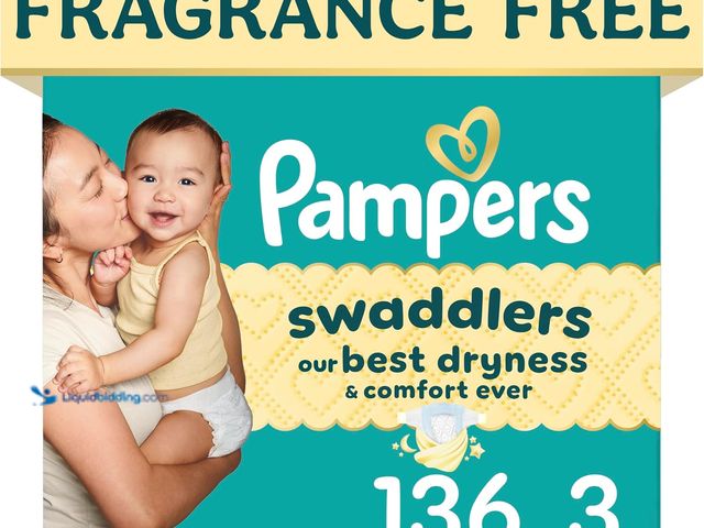 Lot 49-5544291 - Pampers Swaddlers Diapers, Size 3 (13-26 lbs), 136 Count, Fragrance Free, Hypoallergenic, Absorbent,...