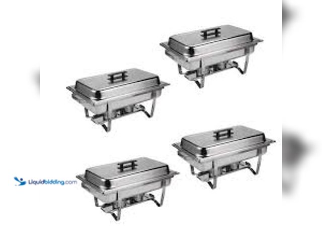 Lot 49-5476484 - Tunearary 9 qt. Chafing Dish Buffet Set Stainless Chafer, with 4-Full Size Pans Rectangle Catering W...