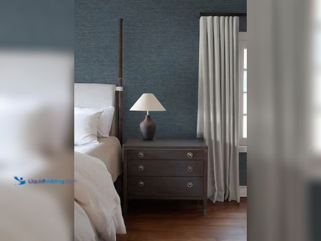 Lot 49-2003637 - Approx. (225) sq. ft. of CHRIS LOVES JULIA Roderick Dark Blue Textured Wallpaper (Covers 56.4 sq.ft....