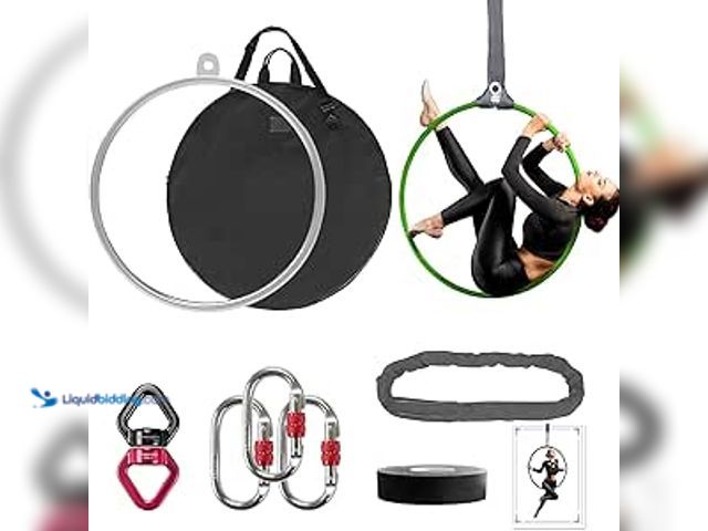 Lot 49-3469358 - DASKING Aerial Hoop 85cm/90cm Aerial Ring Set Fully Strength Tested 500LBS Single Point Circus Aeria...