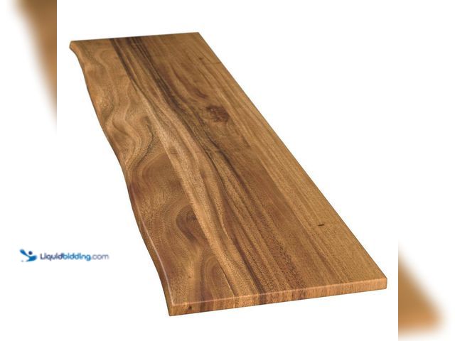 Lot 49-5509603 - Hampton Bay 8 ft. L x 25 in. D Finished Saman Solid Wood Butcher Block Countertop in with Live Edge....
