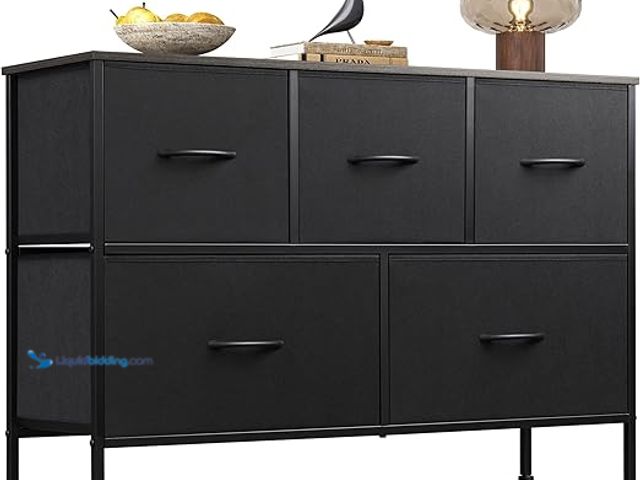 Lot 49-3531683 - WLIVE Dresser for Bedroom with 5 Drawers, Long Fabric Dresser, Chest of Drawers, Storage Drawer Unit...