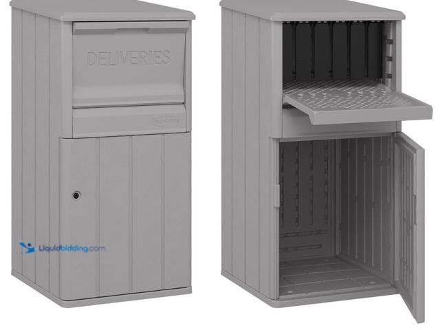 Lot 49-5580760 - Suncast 33.5-Gallon Capacity Package Delivery Box, Parcel Drop Box with Lock, Weather Resistant Outd...