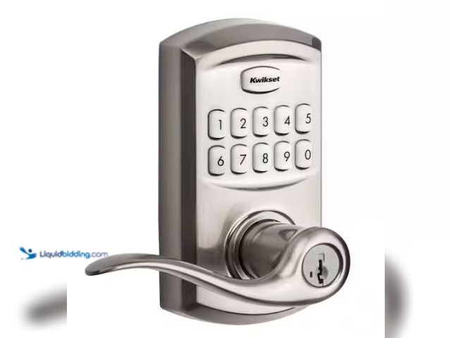 Lot 49-1573172 - Kwikset SmartCode 917 Satin Nickel Keypad Electronic Single-Cylinder Tustin Door Handle Featuring Sm...