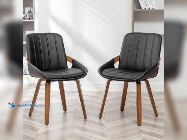 Lot 49-5543020 - QTY 2 - Black Dining chairs with brown legs. Not assembled. Unused with attachments and hardware