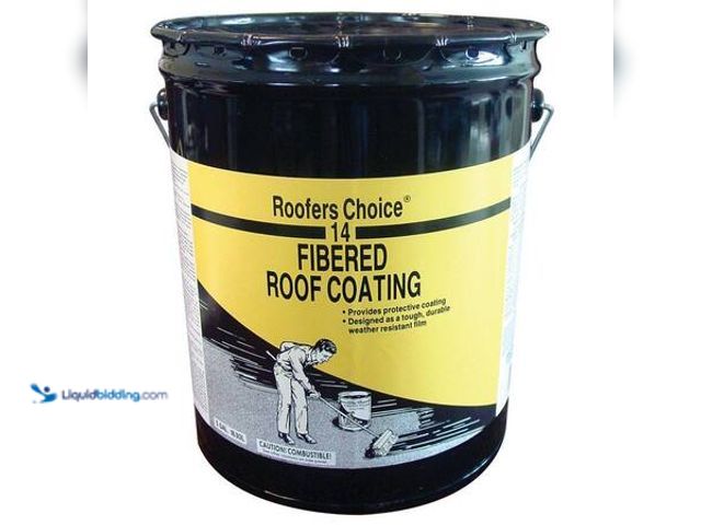 Lot 49-5553374 - Roofers Choice 14 Fibered Black Roof Coating 4.75 gal. Model # RC014470 NEW