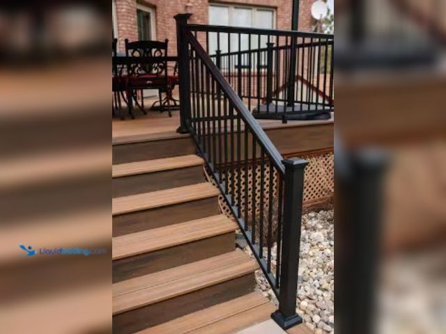 Lot 49-2025242 - Aria Railing 36 in. x 69.43 in. Black Powder Coated Aluminum Preassembled Deck Stair Railing, Model ...