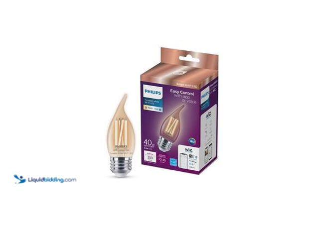 Lot 49-5581485 - QTY 8 - Philips 40-Watt Equivalent BA11 Smart Wi-Fi Vintage Edison LED Light Bulb Tunable White 2700...