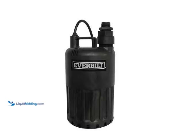 Lot 49-3432687 - Everbilt 1/2 HP Waterfall Submersible Utility Pump, Model # SUP80-HD, Slightly used, Powers on.   Re...