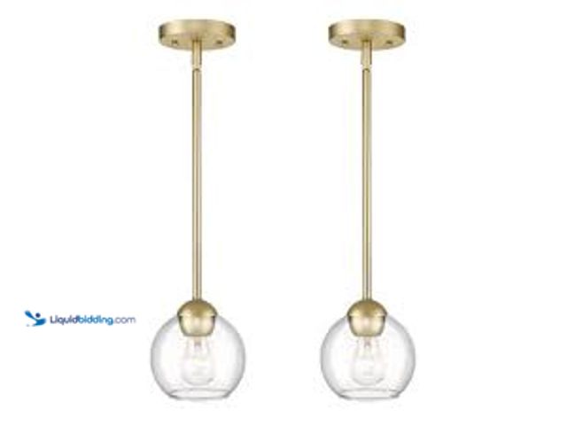 Lot 49-5414779 - Modern 1-Light Shade Globe Gold Hanging Mini Pendant Light With Clear Glass Shade For Livingroom (2-...