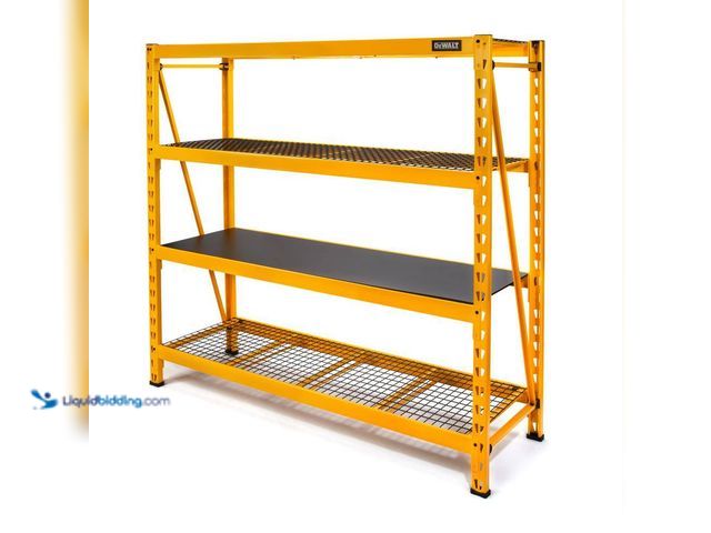 Lot 49-5487539 - DEWALT
Yellow 4-Tier Steel Garage Storage Shelving Unit (77 in. W x 72 in. H x 24 in. D) (bent brac...