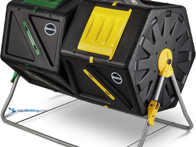 Lot 49-5482018 - Miracle-Gro Large Dual Chamber Compost Tumbler – Easy-Turn, Fast-Working System – All-Season, Heavy-...