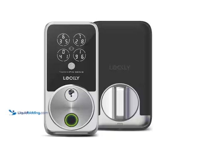 Lot 49-1578053 - Lockly Secure Pro Zeno Series Satin Nickel Deadbolt Wi-Fi Smart Lock, Apple Home Key, Fingerprint, K...
