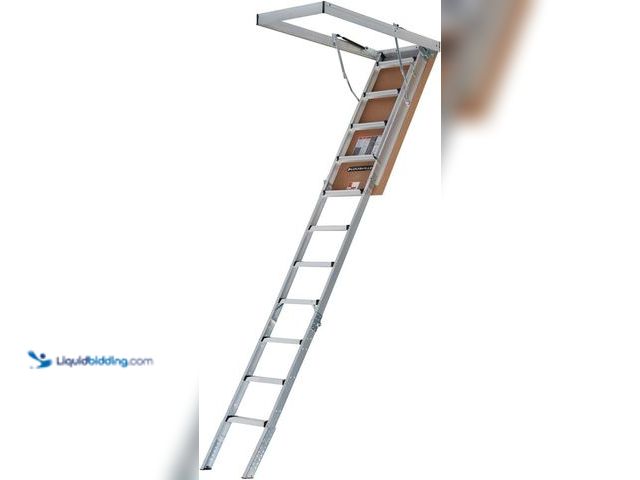 Lot 49-1623607 - Louisville LDR ATTIC Elite ALU 22.5X54IN, Model # AL2240MG-R5, MSRP $497.69, Unused, Has attachments...