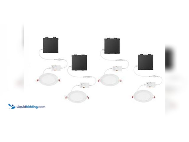 Lot 49-5572371 - Commercial Electric 4-Pack 6 in. Elite Series LED DuoBright, 3-Level Lumen Select, Ultraslim Canless...