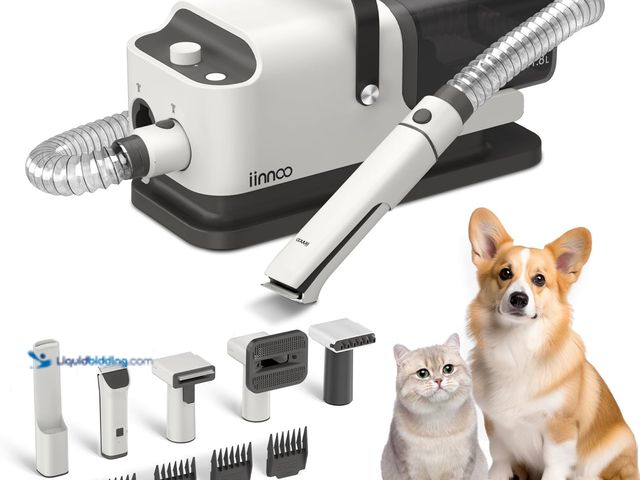 Lot 49-5408588 - A100 Dog Grooming Vacuum & Hair Dryer, 26000Pa Powerful 5 in 1 Pet Grooming Kit with Clippers, White...