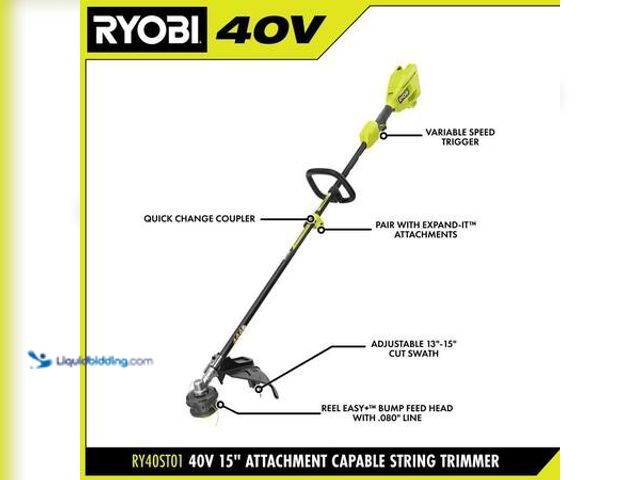 Lot 49-5548813 - RYOBI 40V 15 in. Expand-It Cordless Battery Attachment Capable String Trimmer Model # RY40ST01K UNUS...