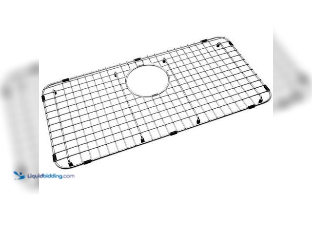 Lot 49-5454029 - 24.17 in. x 12.72 in. Rear Drain Heavy-Duty in Stainless Steel Sink Protector. Item is Unused Model ...